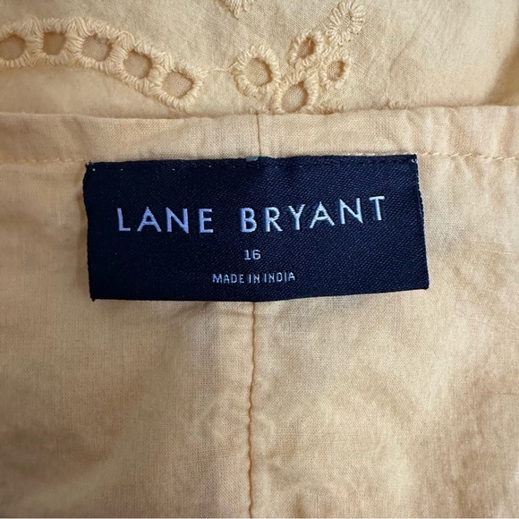 Lane Bryant 16 Eyelet Blouse Bright Yellow Cotton​ - Picture 4 of 5